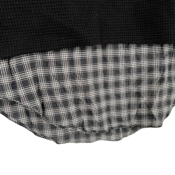Generation Love Black Waffle Knit Plaid Layered Back Split Sweater Size XSmall - Picture 3 of 7